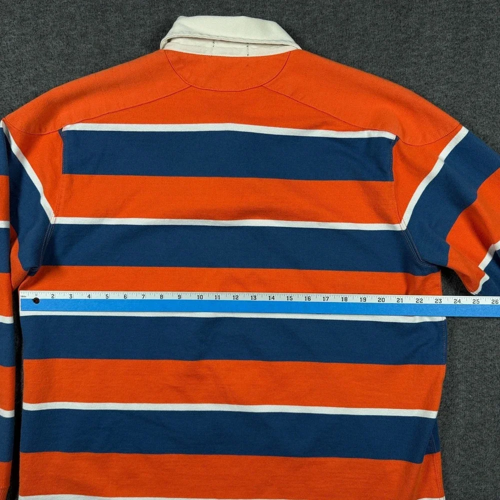 VTG Ralph Lauren Polo Jeans Co Rugby Shirt Mens Large Orange Navy Stripe 90s Y2K